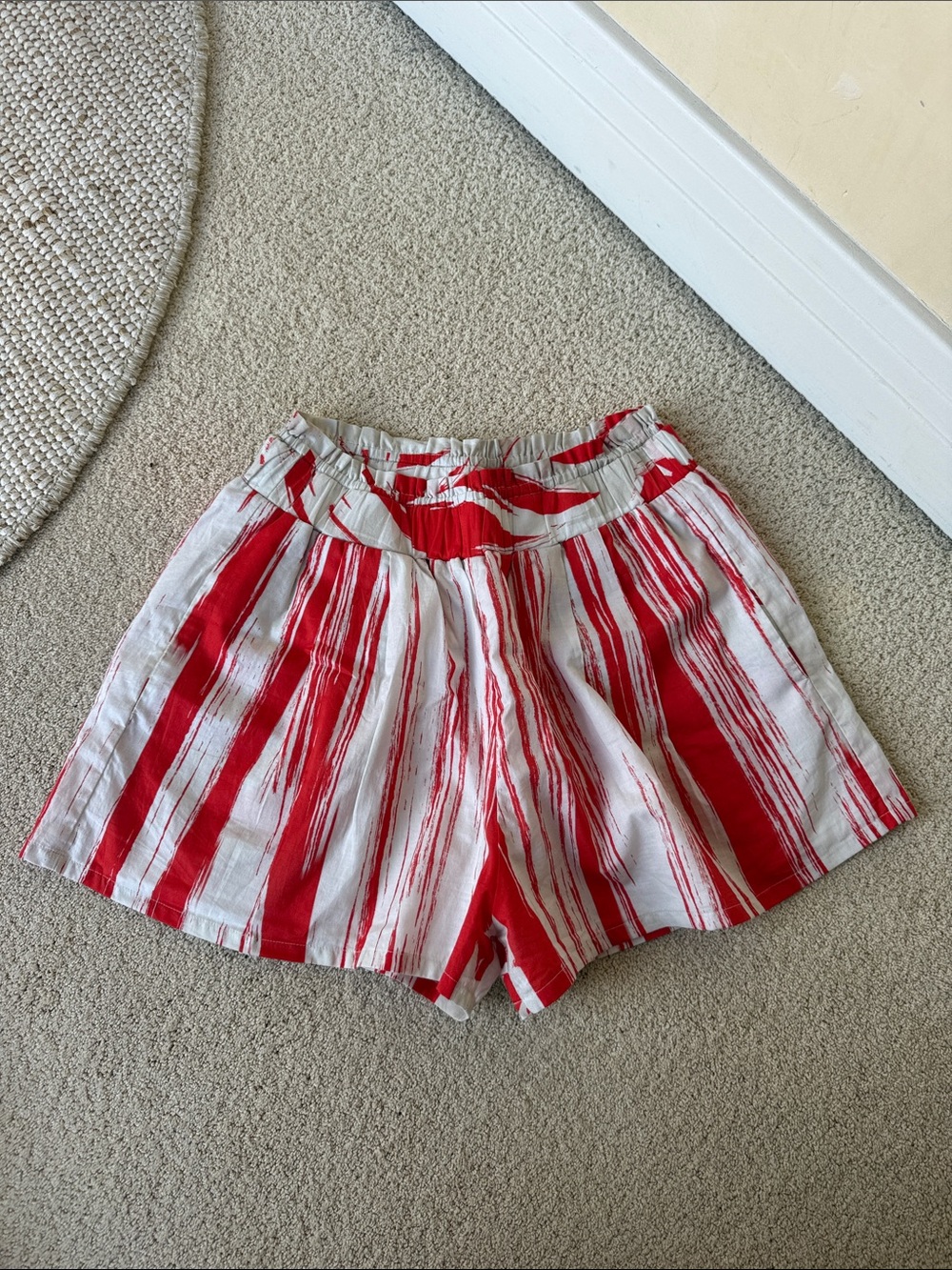 Silvia Tcherassi Red & White Giorgio Printed Cotton Shorts